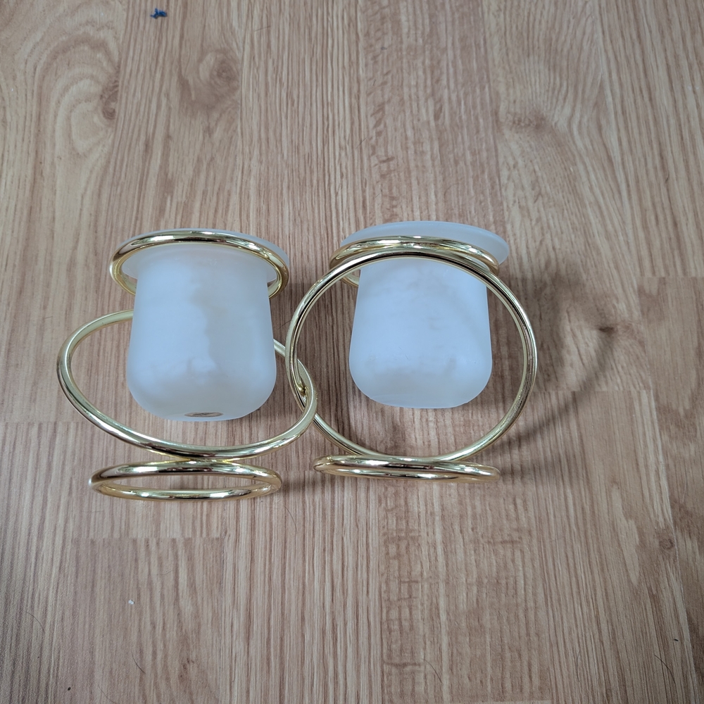 PartyLite Gold and White Candle Holders